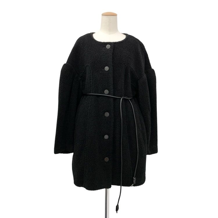 AKIRANAKA アキラナカ ジャシンタドロープショルダーコート ボア ブラック 1 AW2010