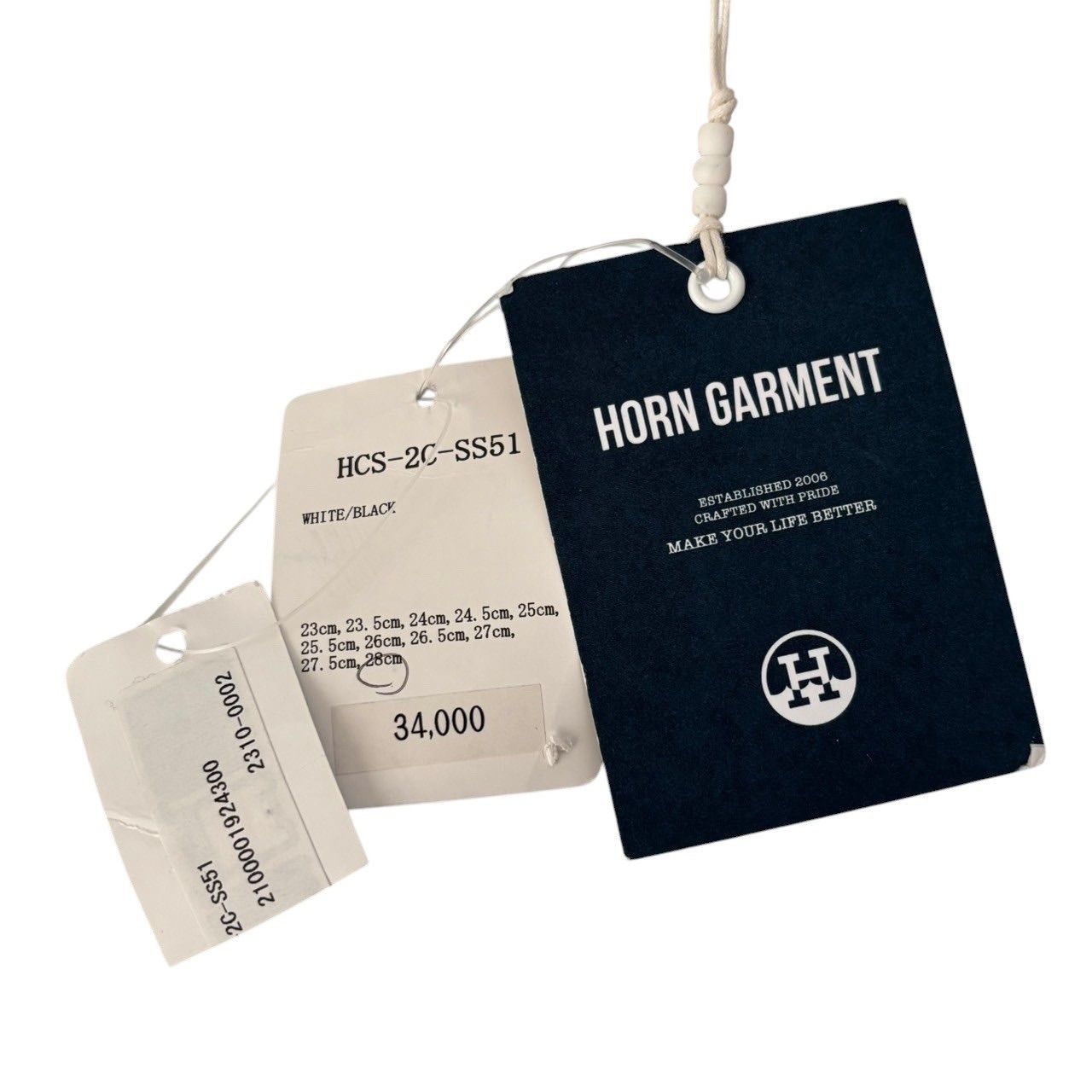 未使用 HORN GARMENT ホーンガーメント スニーカー 白 黒 gimme shoes 