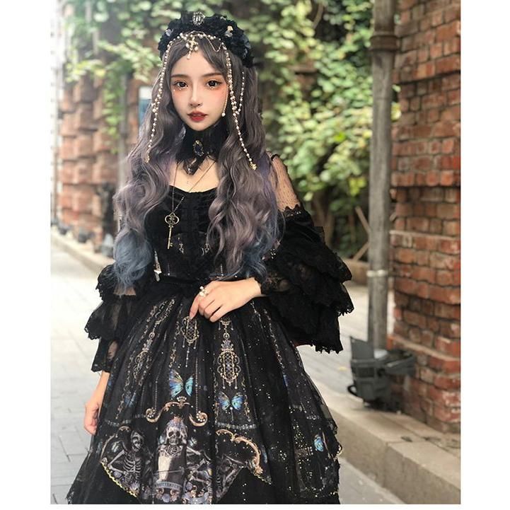 ロリータ ワンピース コスチューム メイド服 ゴスロリ ロリータワンピース 華やか メイド 豪華セット レディース 姫袖 姫ロリ 甘ロリ ゴシック ゴスロリ おと　hl1010