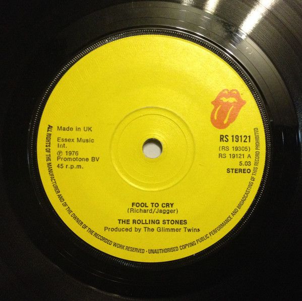 英7” Rolling Stones Fool To Cry RS19121 Rolling Stones Recor