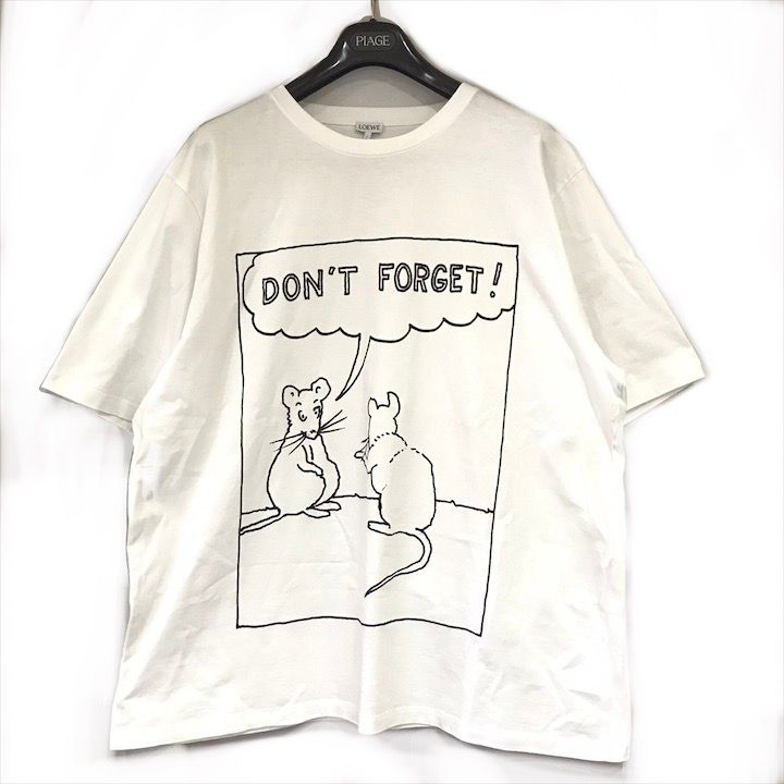 良品 LOEWE ロエベ アナグラム Dont Forget マウス Tシャツ トップス ホワイト ユニセックス XL k4650