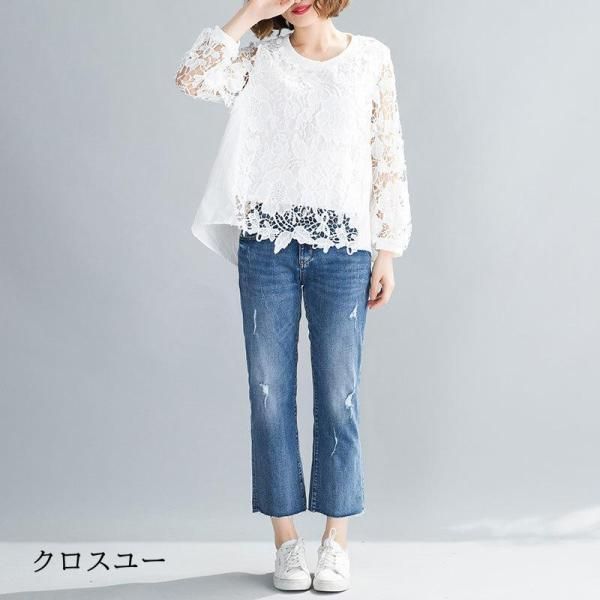プルオーバー シャツ ブラウス ス 長袖 レディース 綿 デザインス かわいい 刺繍 レース 通勤 OL 無地 ゆったり Tシャツ シャツ シャツブラウス トップス ブラウス プルオーバー
