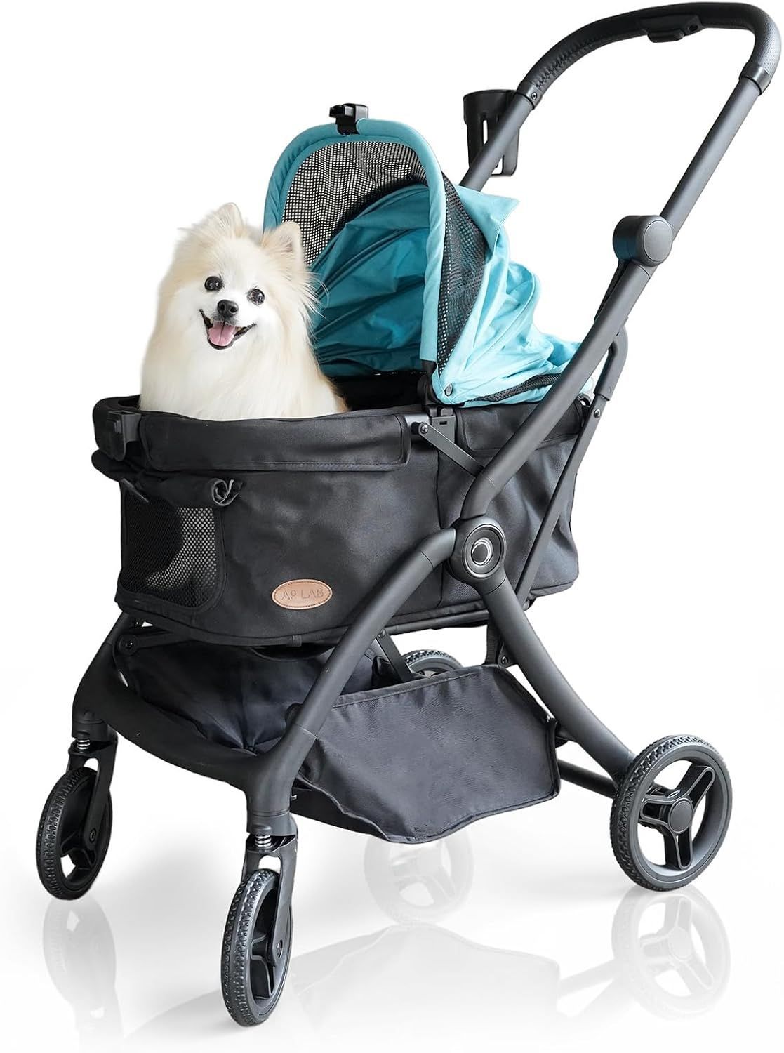 ペットカート 超軽量型 ワンタッチで折りたたみ 開閉 な屋根タイプ 超軽量で移動もラクラク サスペンション付き ペットキャリー ドリンクホルダー付き ターコイズブルー