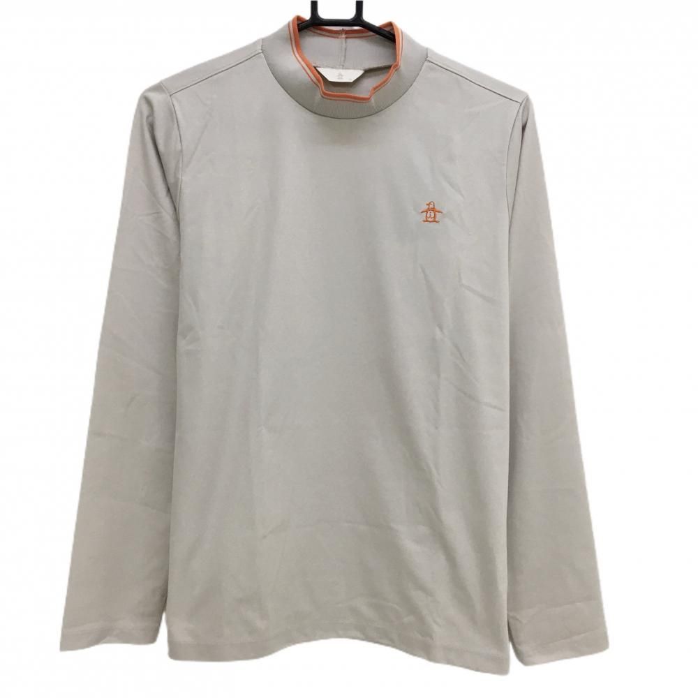 【新品】マンシングウェア 長袖ハイネックシャツ ライトベージュ×オレンジ レディース LL ゴルフウェア 2023年モデル Munsingwear