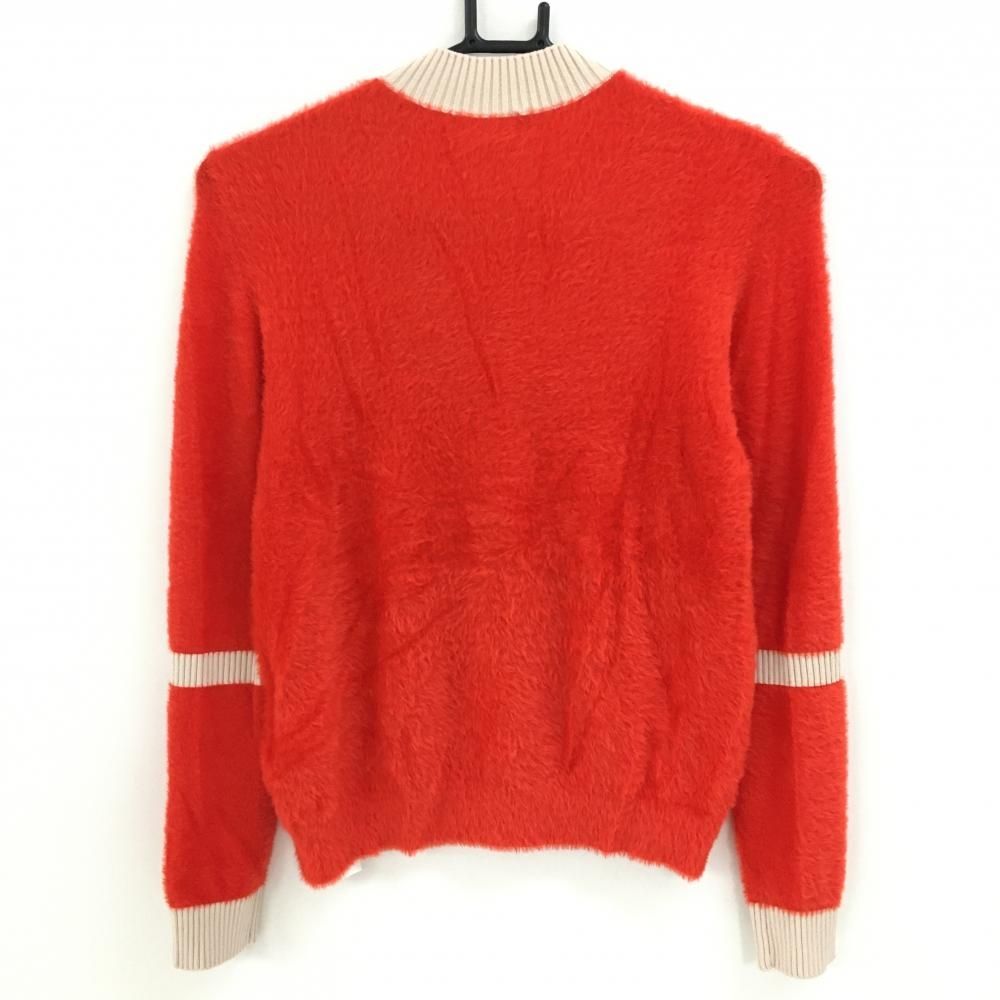 セーター オレンジレッド×ベージュ