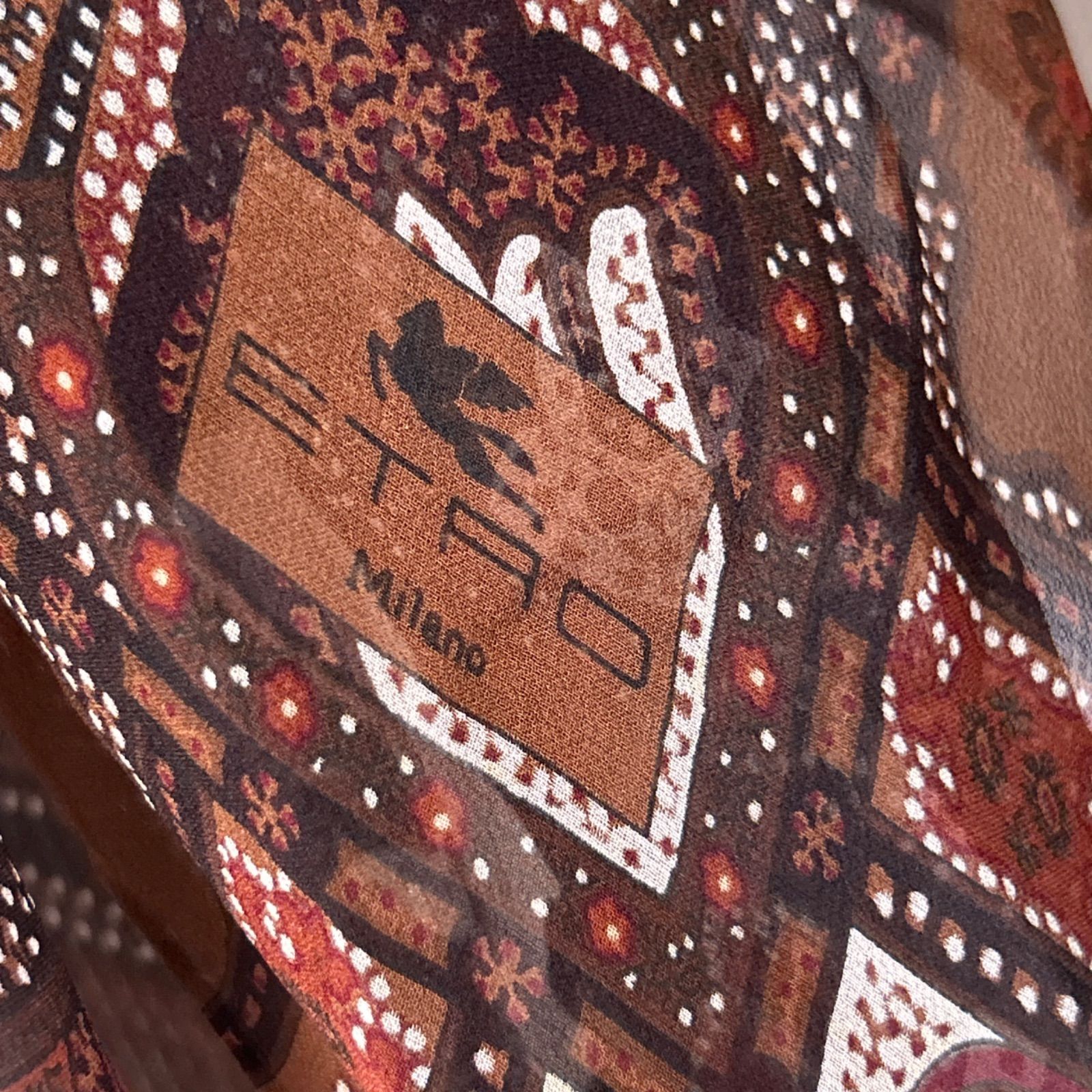 エトロ ETRO 大判ストール シルク ペイズリー ブラウン 130