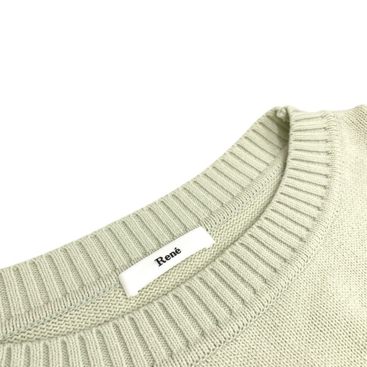 Rene ルネ コットン ニット トップス ロゴ刺繍 グリーン 36 6012570 Rene ルネ コットン ニット トップス ロゴ刺繍 グリーン 36