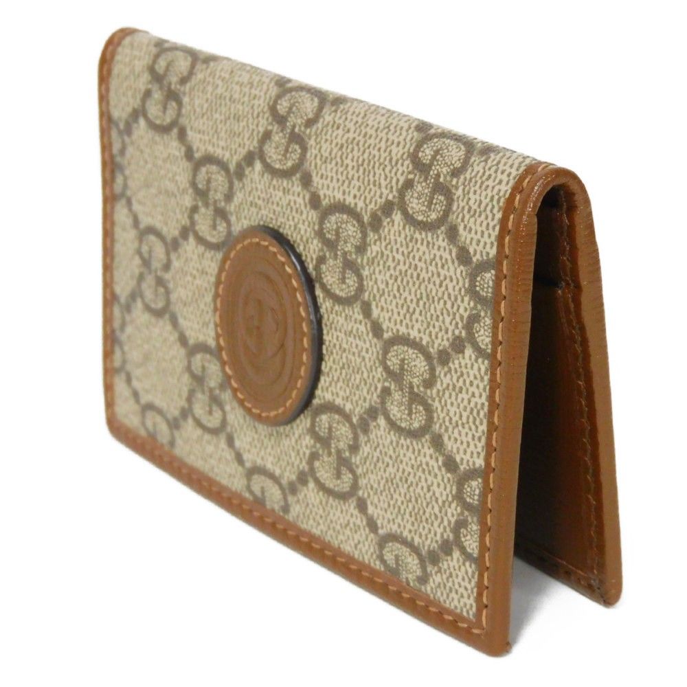 GUCCI グッチ インターロッキングG カードホルダー エンボス レザー 