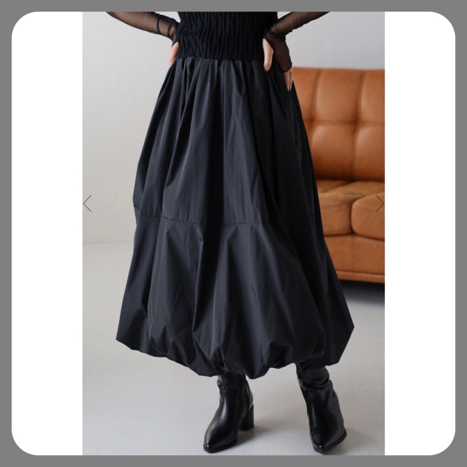 新品 ブラック コクーンスカート - ひざ丈スカート