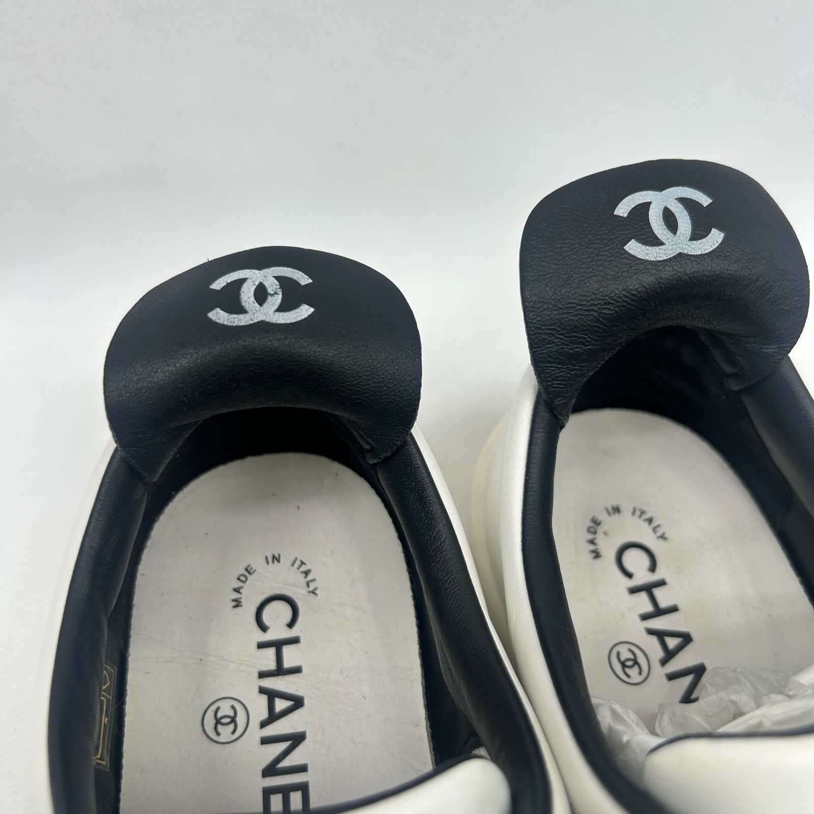 CHANEL シャネル ホワイトレザー G34085 スニーカー 38 ロゴ