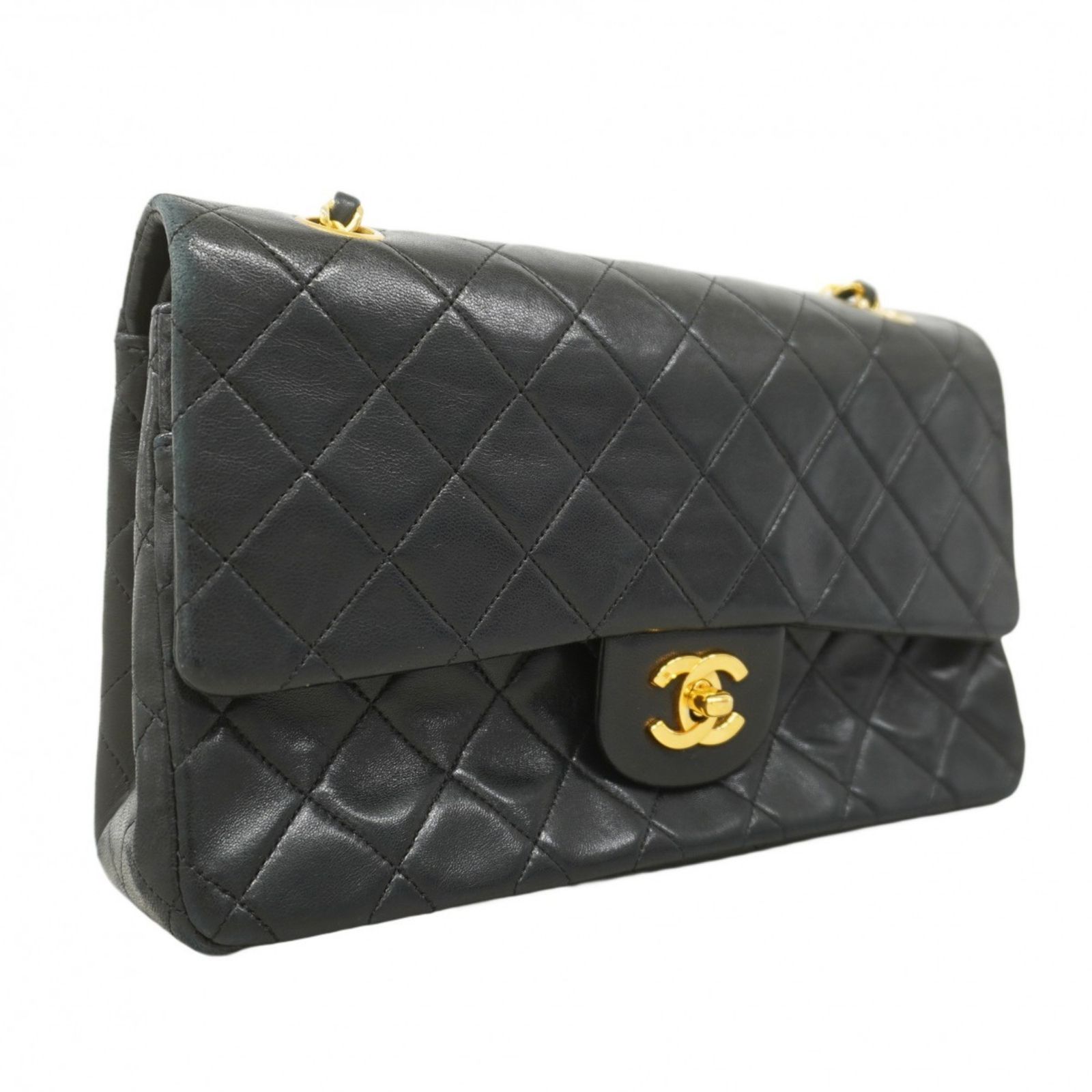 CHANEL マトラッセ　ショルダーバッグ　ブラック　Wフラップ　ラムスキン シャネル(Chanel) シャネル ショルダーバッグ マトラッセ W