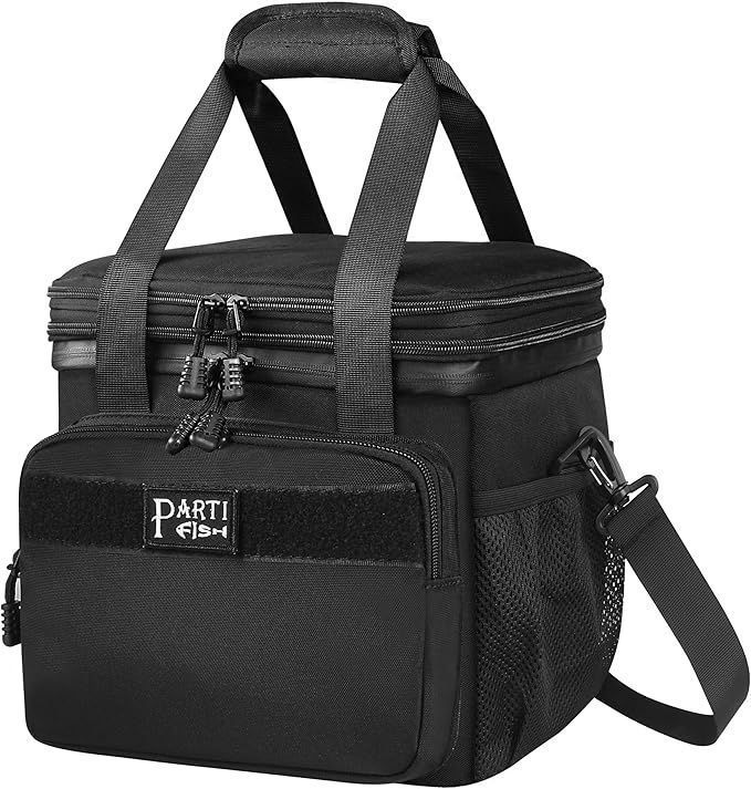 PARTI FISH 保冷 バッグ ソフト クーラー ボックス 5層断熱 強力 保温バックお弁当バック 10|15L 拡張 折りたたみ式 クーラーバッグ 防水 漏れ防止滑り止め 黒 中型