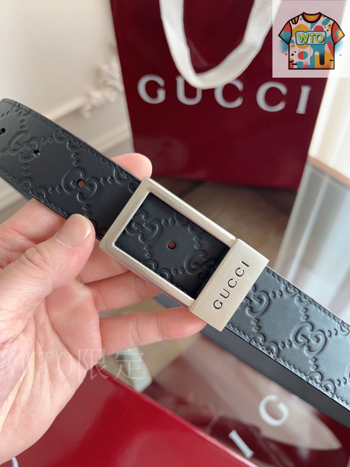 今日WTO】Gucci スクエアバックルニューベルト-1-ID62 - メルカリ
