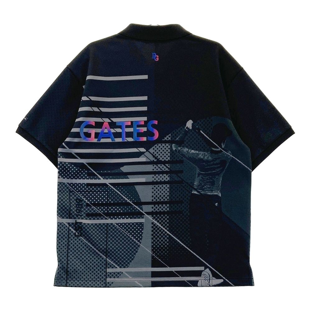 サイズ 6 PEARLY GATES パーリーゲイツ モデル 半袖ポロシャツ グラデーションロゴ 総柄 ブラック系 240101464490 ゴルフウェア メンズ ストスト