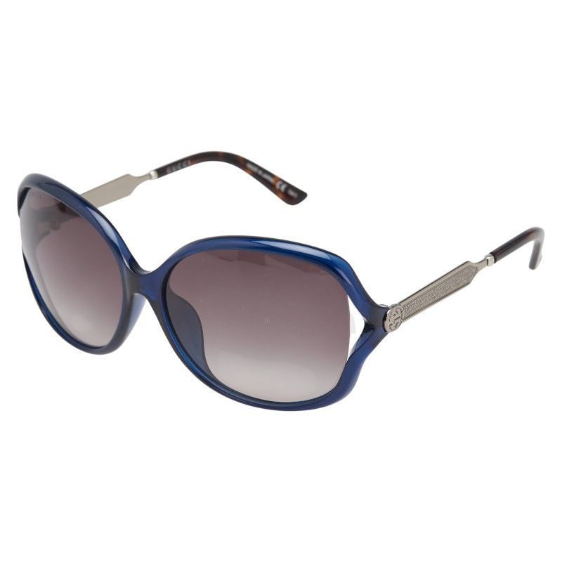 グッチ サングラス バタフライ GG0076SK ブルー シルバー ブラウン プラスチック レディース GUCCI 1-0233029