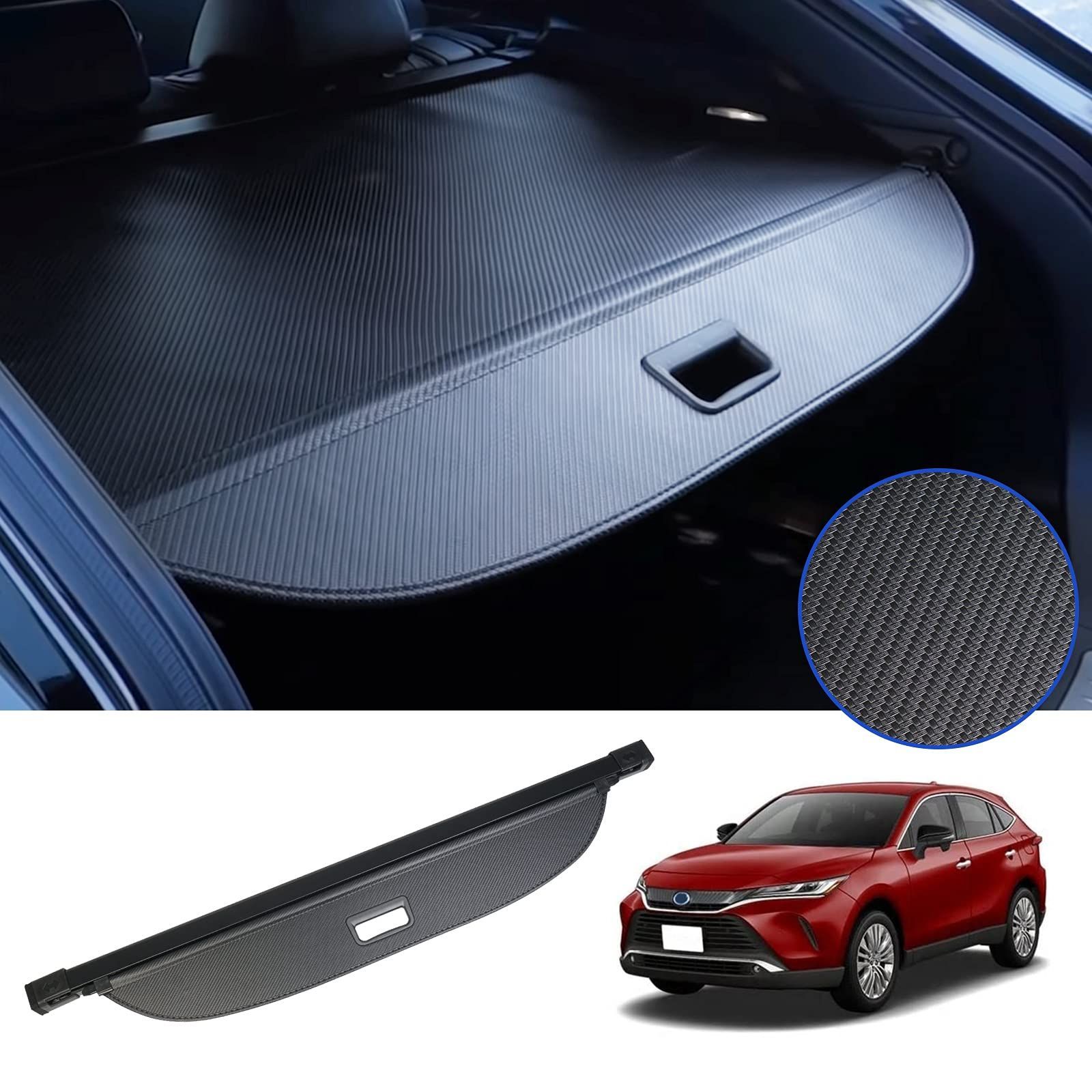 BUYFULL 新型ハリアー 80系 トノカバー ロールシェード プライバシー保護 ドレスアップ ハリアー トノカバー カスタムパーツ インテリア 上質な車内空間に ハリアー80系 HARRIER MXUA8 AXUH8 カーボン調レザー