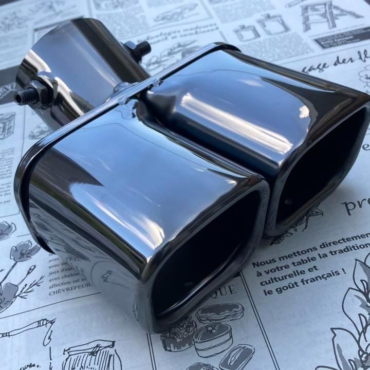 汎用 マフラーカッター 角型 クローム ガンメタ 下向き 2本出し   デュアル