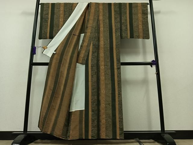平和屋着物▽伝統工芸士 七代目 吉澤与市 紬 単衣 絞り 更紗花間