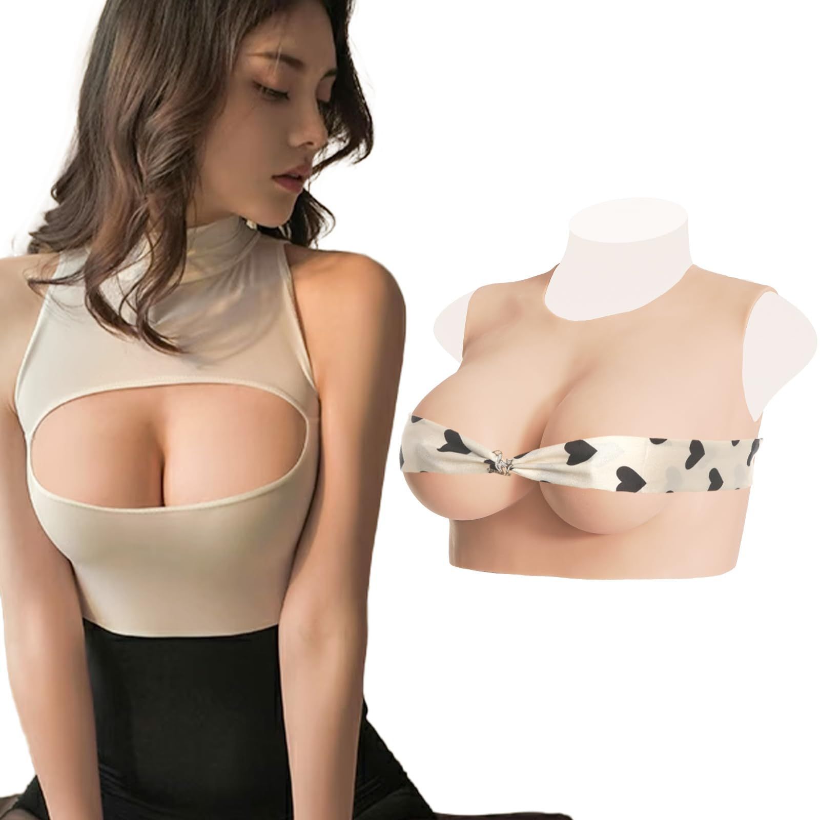 新品 KUMIHO シリコンバスト ロアネック 丸首 夏向き 人工乳房