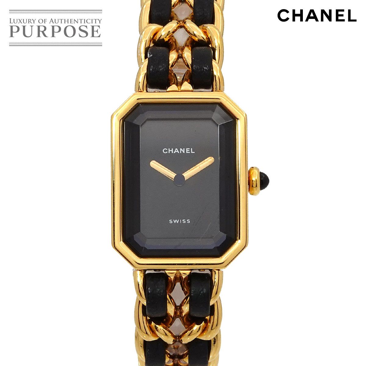 シャネル CHANEL プルミエール Mサイズ H0001 ヴィンテージ レディース 腕時計 ブラック ゴールド ウォッチ Premiere 90295703