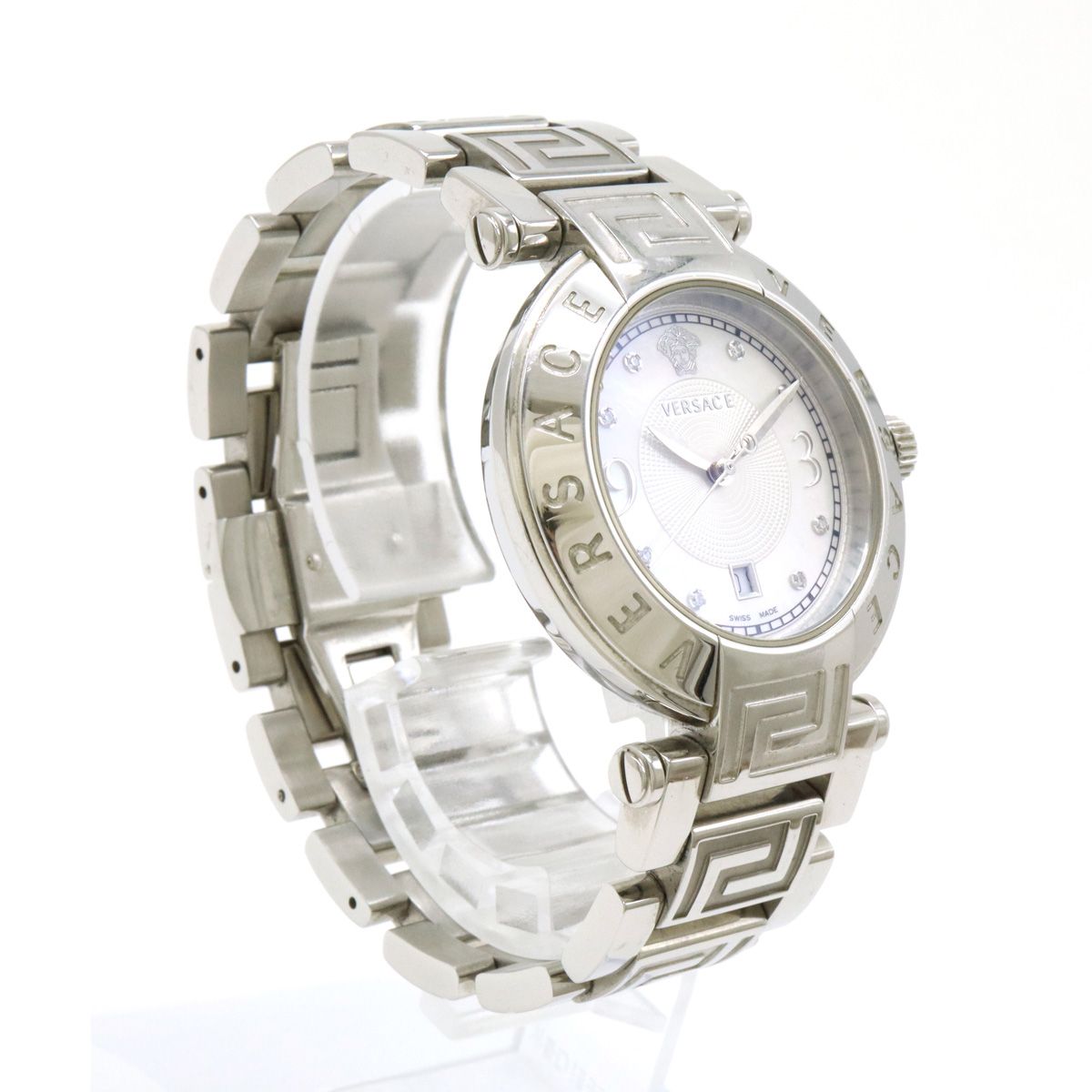 VERSACE メデューサ クリスタル 白文字盤 レディース クオーツ 腕時計 VERSACE ヴェルサーチ メデューサ ホワイトシャル文字盤 8Pダイヤ SS