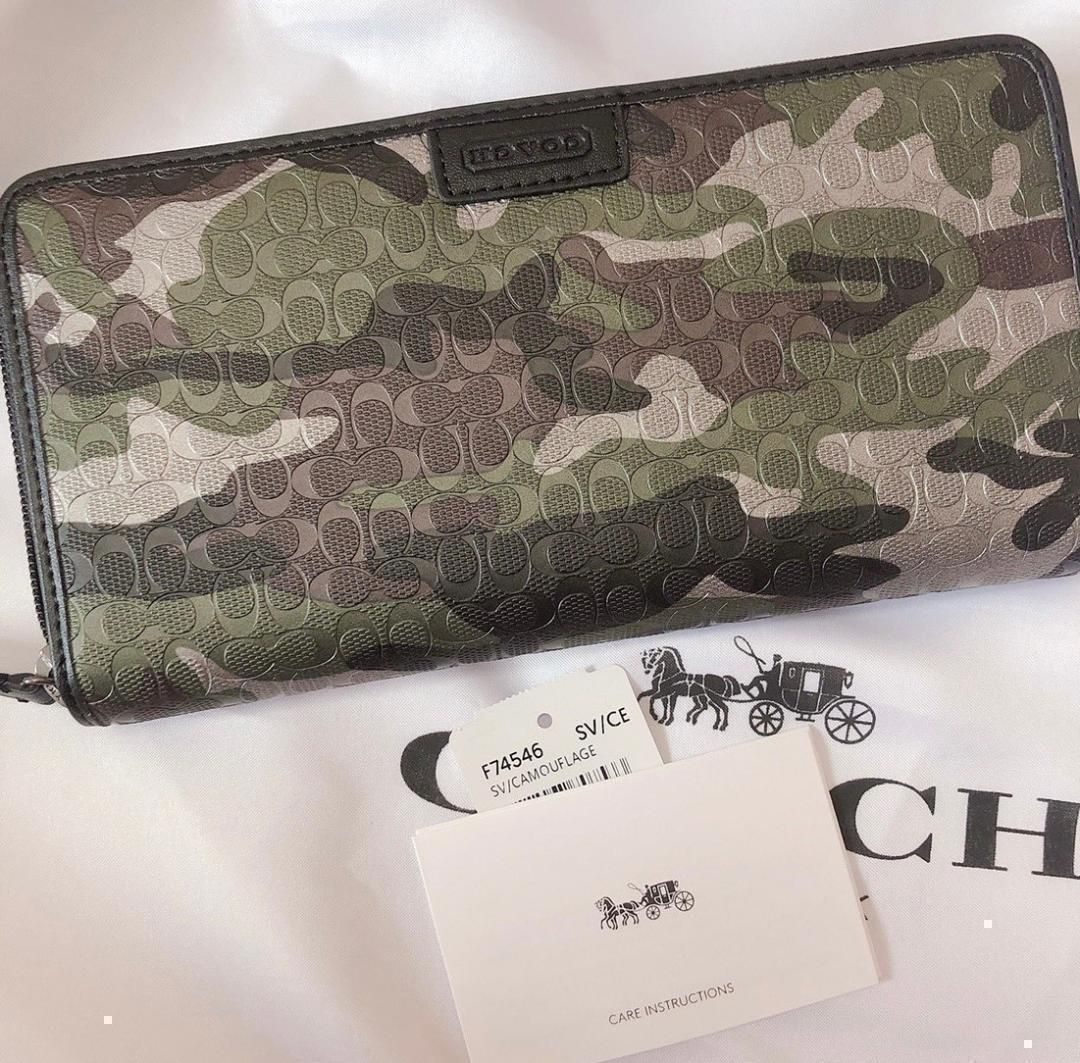 COACH コーチ 新品 迷彩 柄 長財布 メンズ レディース 小物 財布030-