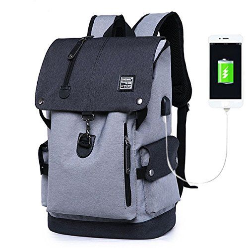ブラック Xinbeauty メンズキャンバスリュックサック通勤通学ビジネスリュックUSB充電ポート付き大容量防水帆布リュックグレー ブラック金曜日