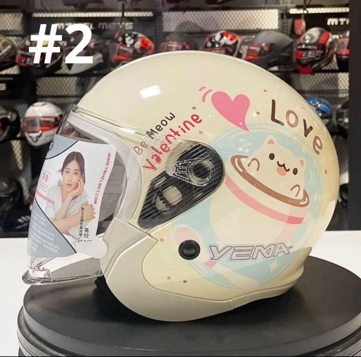 YEMAレディース用 ジェットヘルメット キュートキャラクターヘルメット