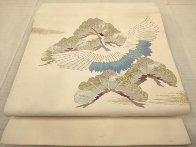 平和屋着物◎綴れ 八寸名古屋帯 飛鶴松文 金銀糸 正絹 逸品