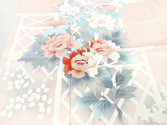 平和屋着物▽訪問着 単衣 枝花文 暈し染め 金彩 正絹