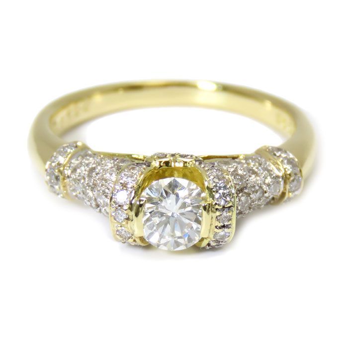 一粒ダイヤモンド リング ゴールド ダイヤイモンド 鑑定書 18金 美品  