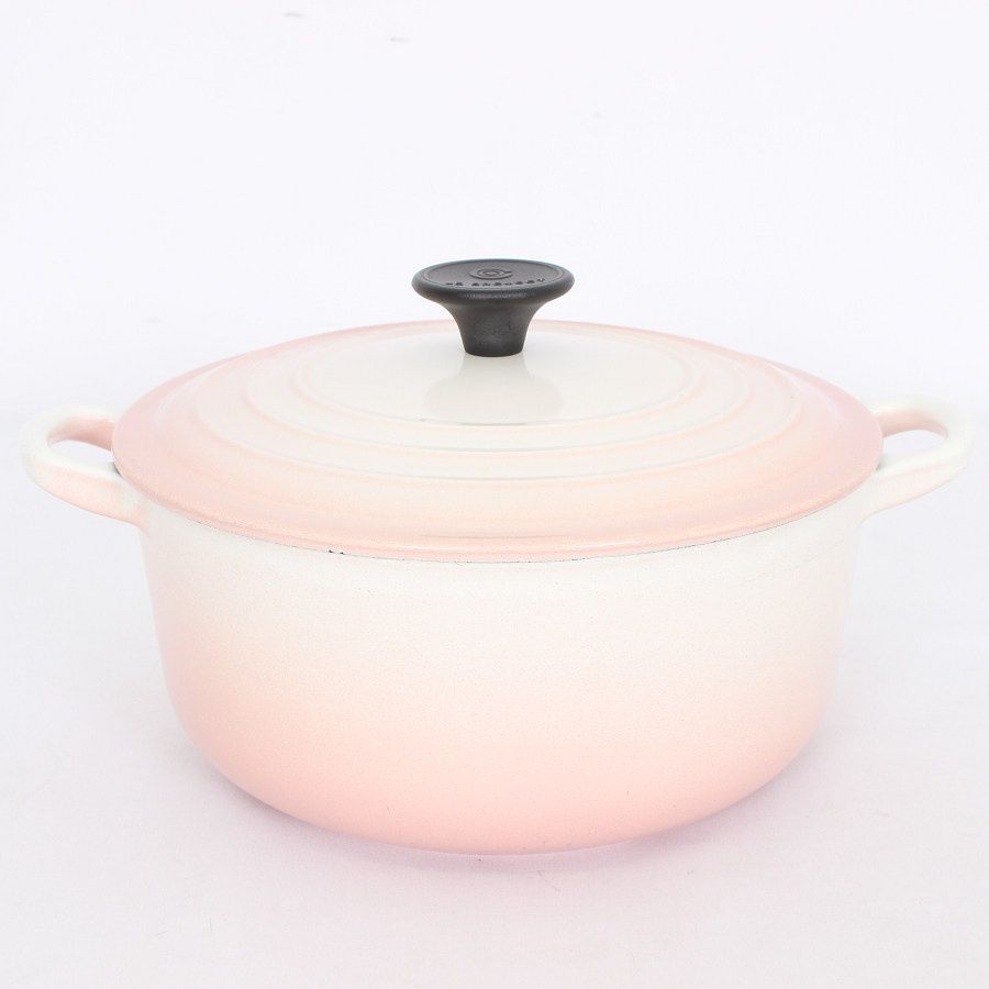 【箱付き】LE CREUSET ココットロンド 20cm パウダーピンク　両手鍋 箱付き】LE CREUSET ココットロンド 20cm パウダーピンク 両手鍋