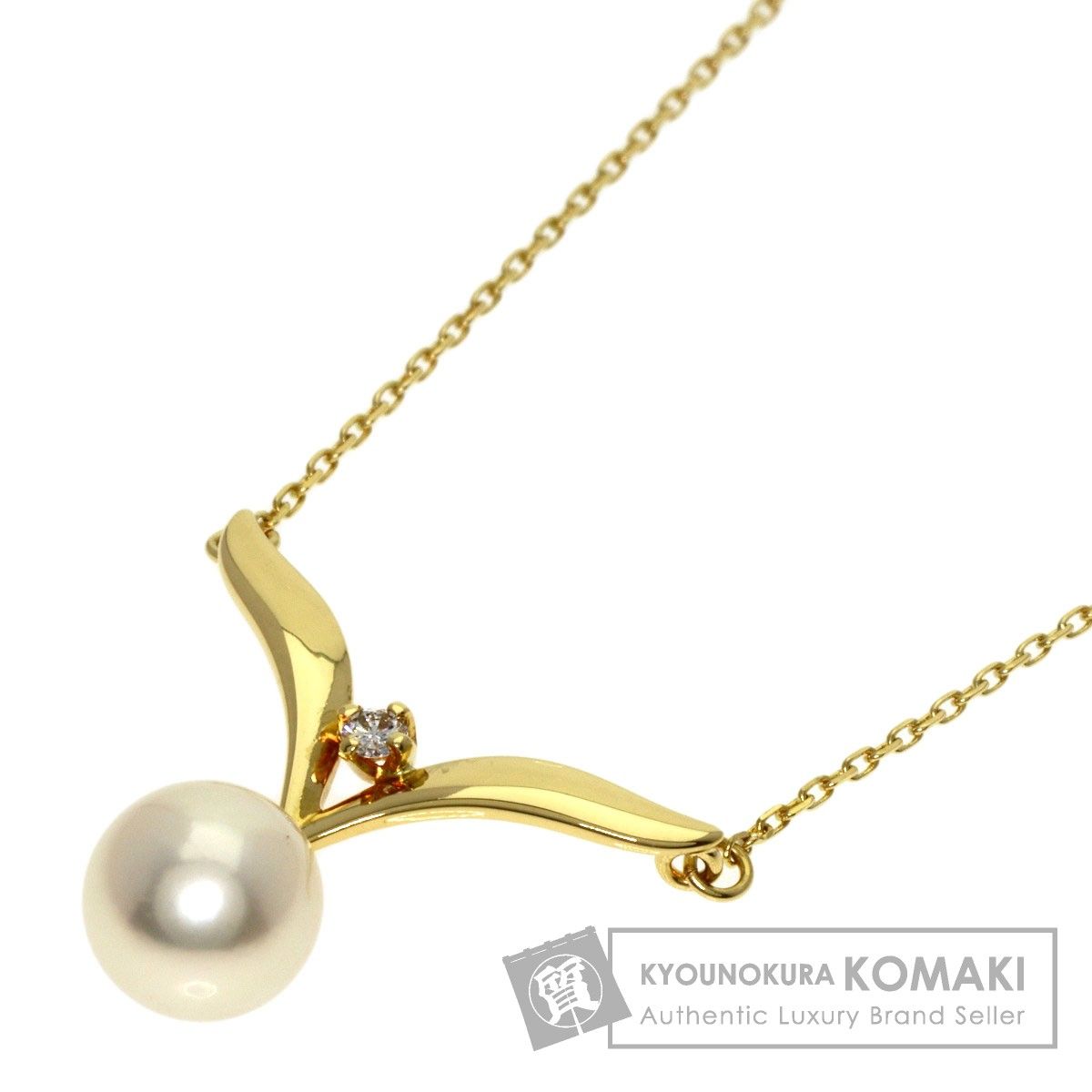 MIKIMOTO ミキモト アコヤパール 真珠 ダイヤモンド ネックレス K18YG