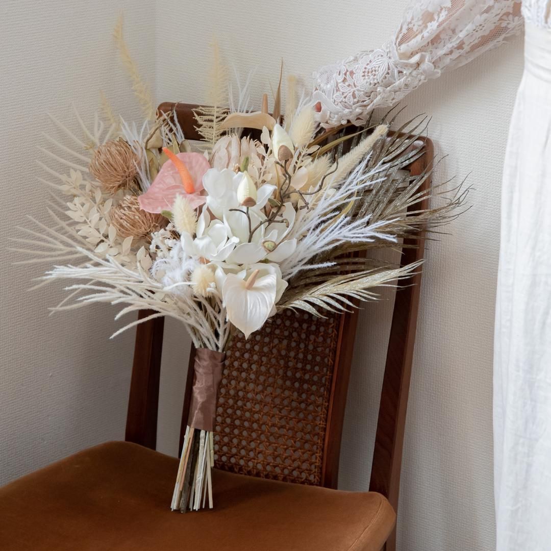 ドライフラワー風ウェディングブーケC】結婚式前撮り ハクモクレン  
