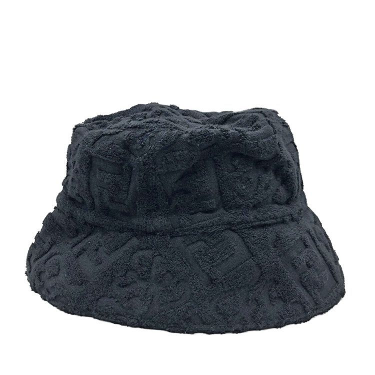FENDI フェンディ FFロゴ バケットハット FXQ801 AIJM パイル生地 帽子 ブラック Mサイズ コットン