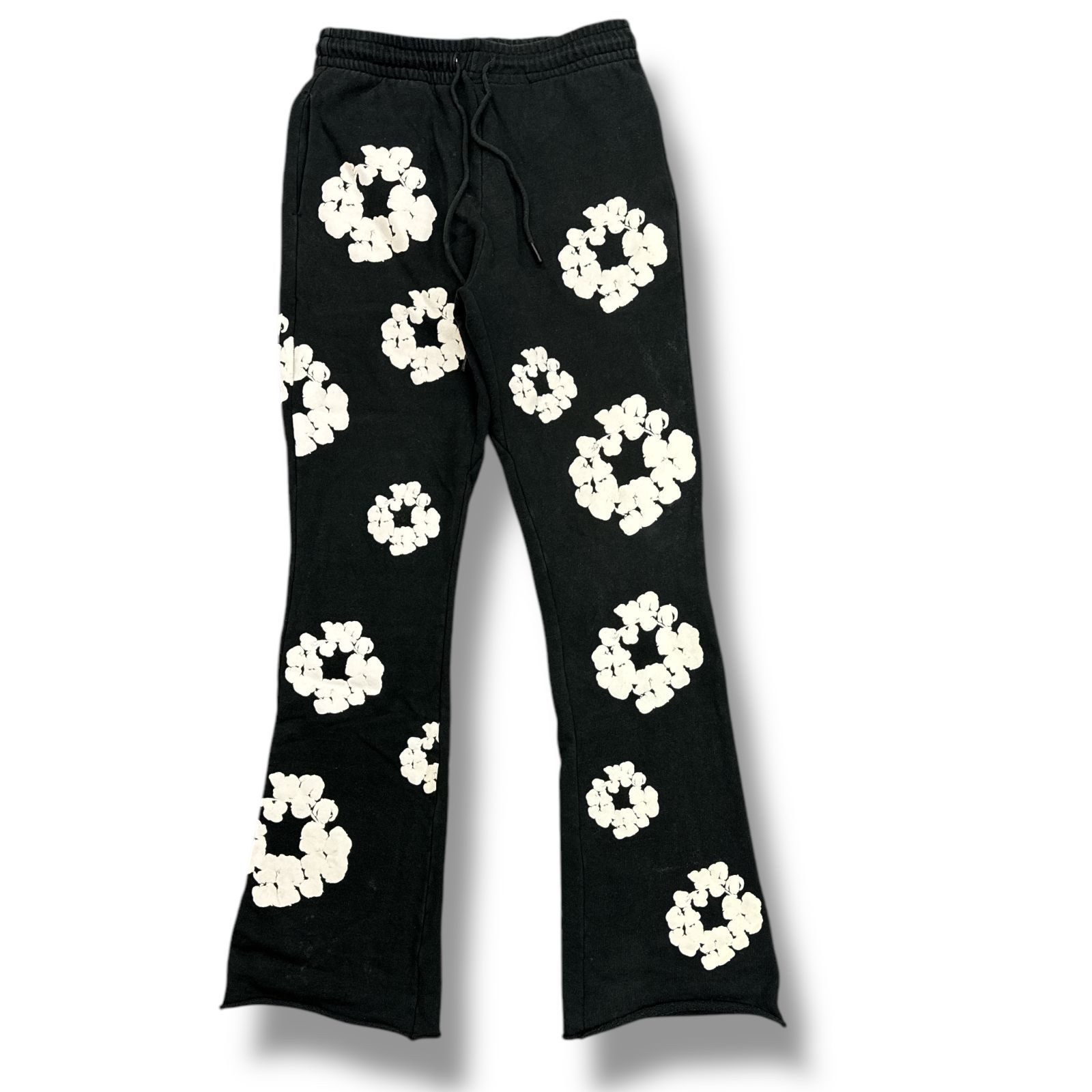 参考上代42900円 READYMADE DENIM TEARS COTTON WREATH SWEAT FLARE PANTS コラボ フラワーロゴ スウェットパンツ レディメイド デニムティアーズ RE-DT-BK-00-00-09 M 87413A2