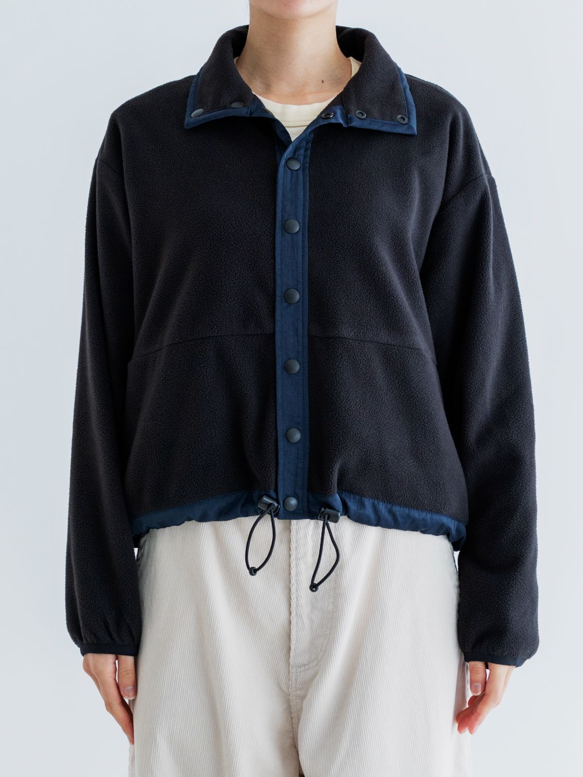 MEYAME メヤメ FLEECE SNAP SHORT JACKET BLACK フリース スナップ ショートジャケット GULLKHAN_COM