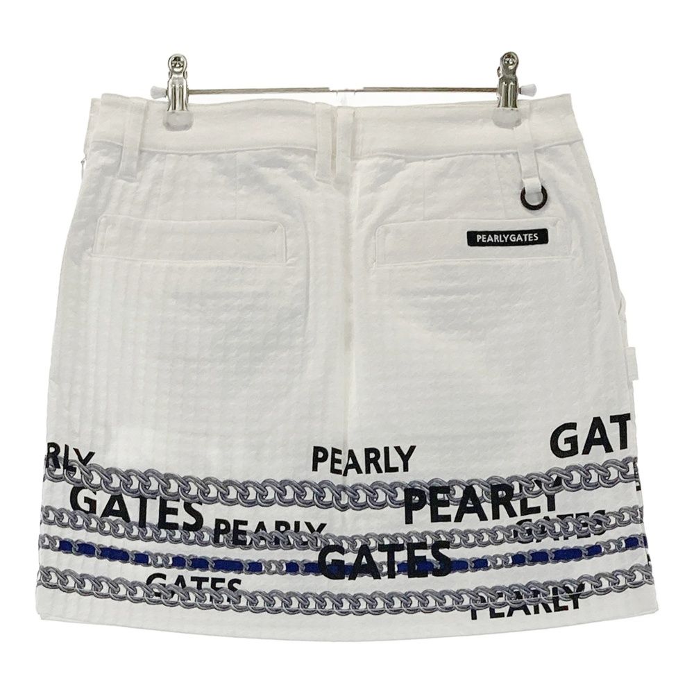 サイズ 1 PEARLY GATES パーリーゲイツ 055-2234010 ストレッチスカート ロゴ チェーンプリント ホワイト系 240101475291 ゴルフウェア レディース ストスト
