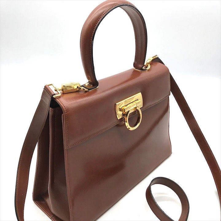 良品 Ferragamo フェラガモ ガンチーニ 2WAY ハンド ショルダー バッグ