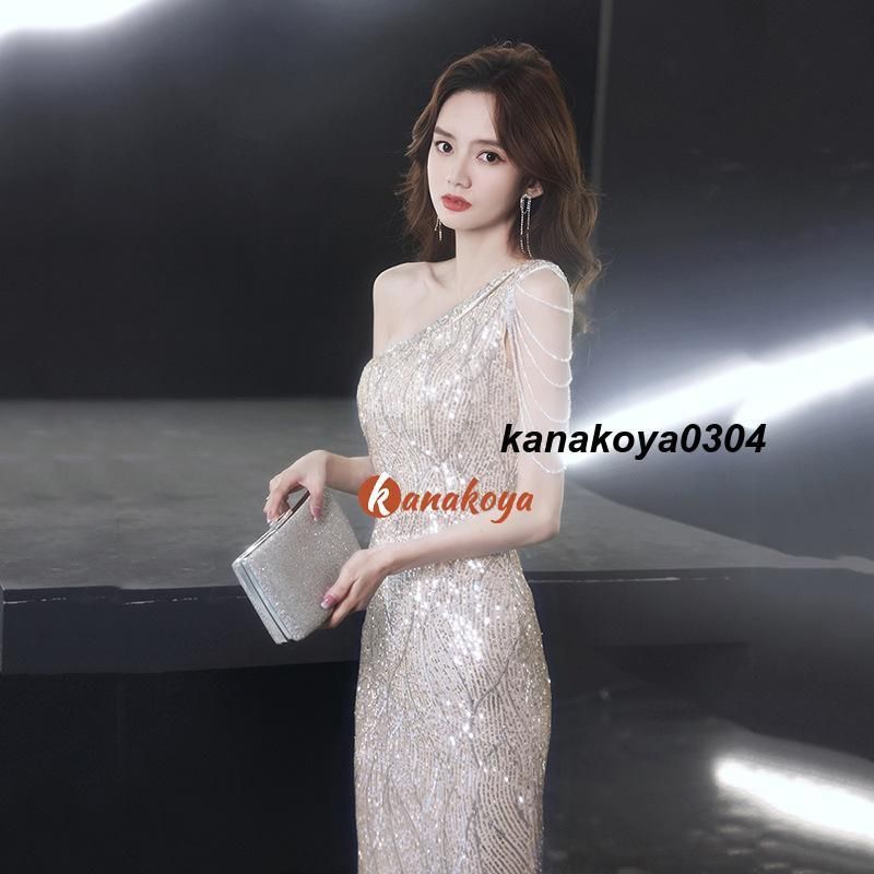 パーティードレス ワンピース ウェディングドレス 結婚式 成人式 パーティー 露背 スパンコール Vネック 花嫁ロングドレス 演奏会 挙式