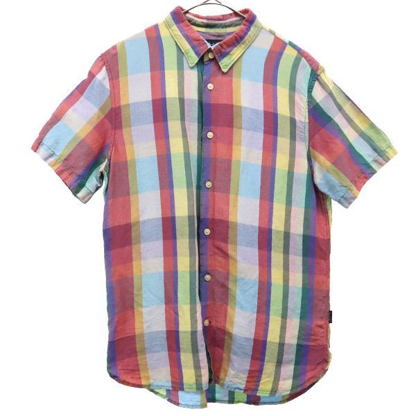 ポールスミスジーンズ チェック リネンブレンド 半袖 ボタンダウンシャツ M Paul Smith JEANS メンズ   【230819】