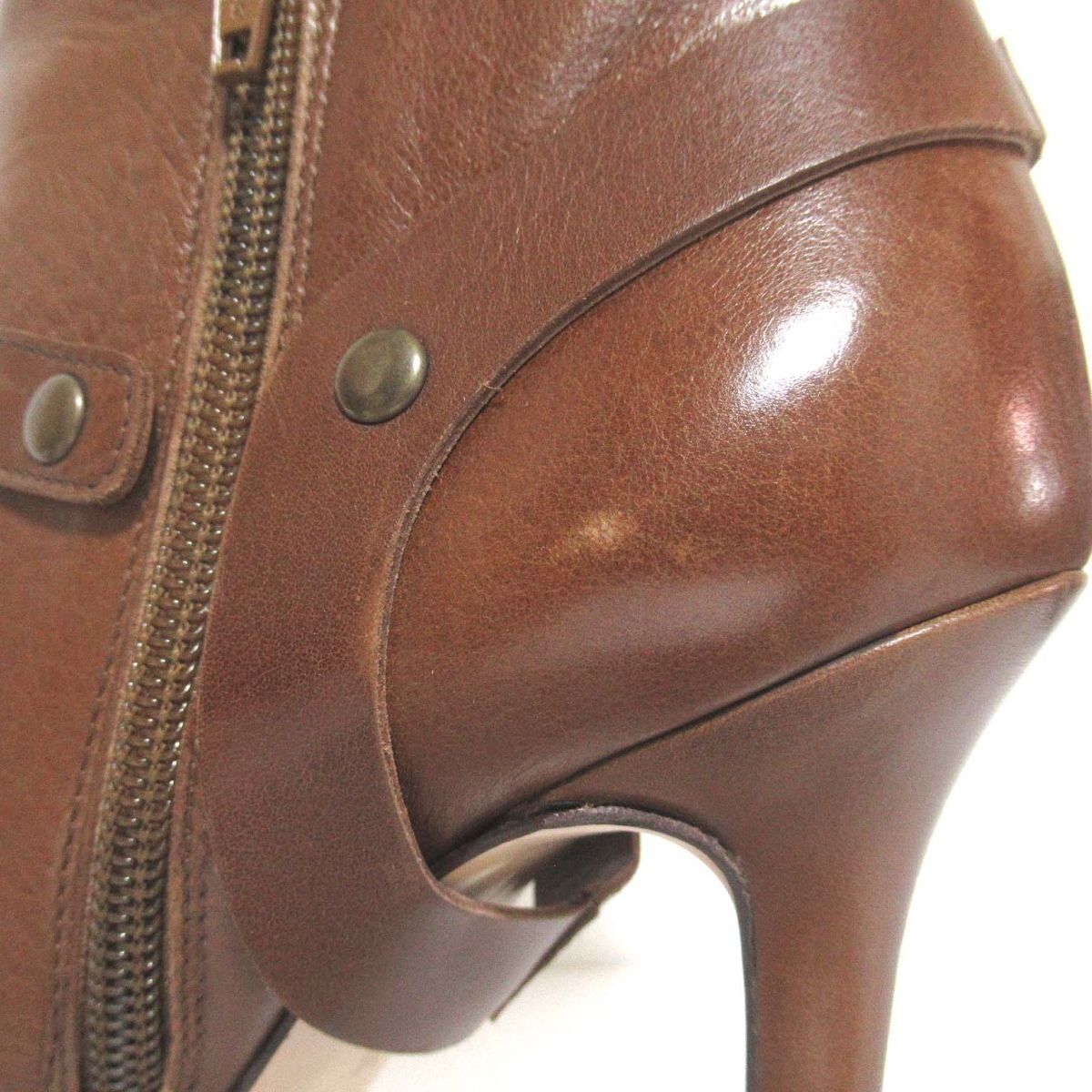 新品 PELLICO ブラウン ハイヒール 35½ 美品 PELLICO ペリーコ レザー ベルト ハイヒール ブーティー