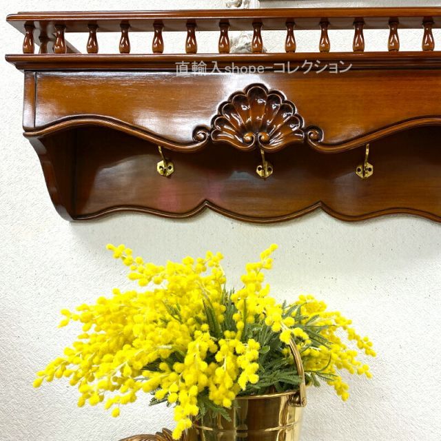 アンティーク調 マホガニー ウォールラック 送料無料 木製 収納 玄関