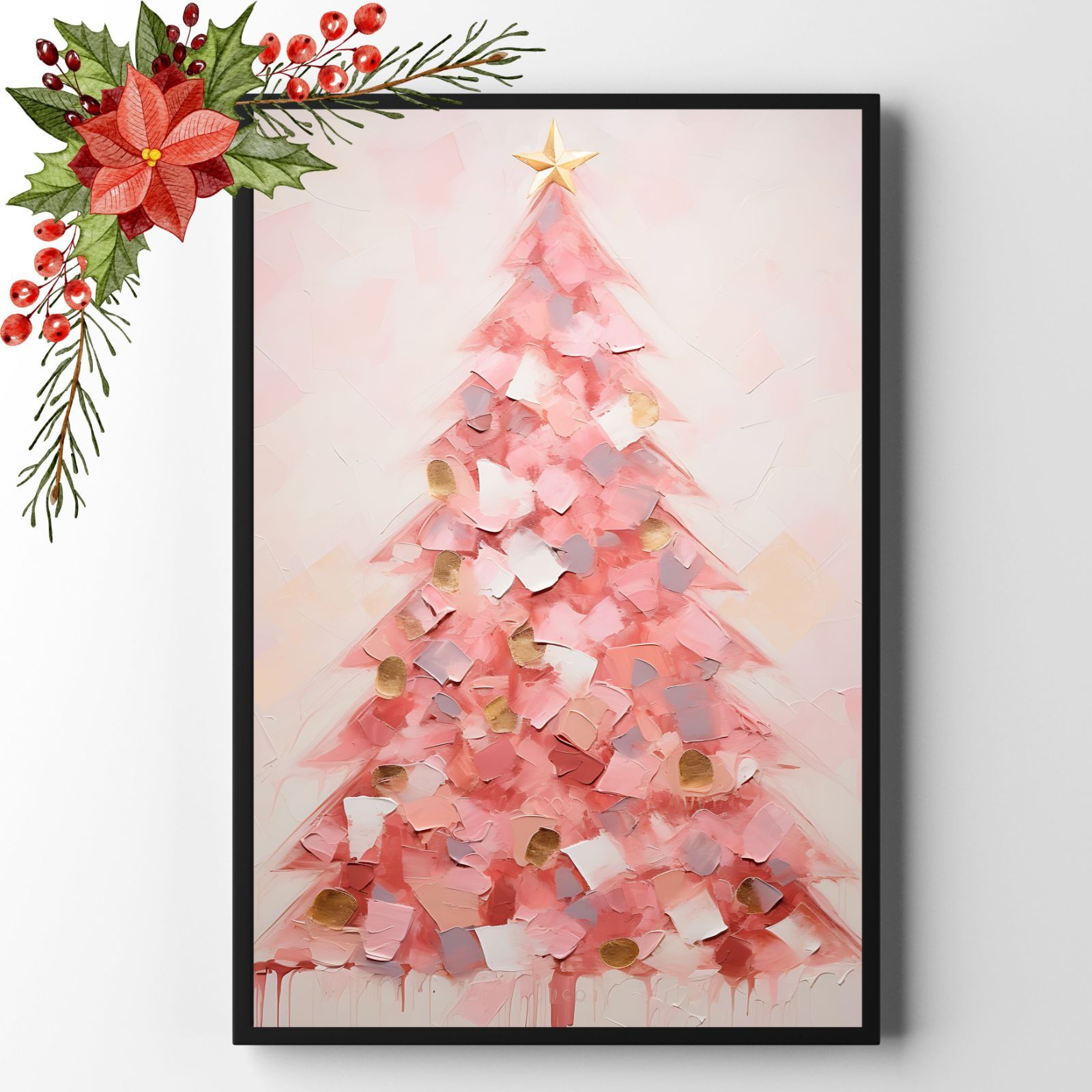 XS25】ピンク色クリスマスツリー クリスマスアート ウィンター 飾り 冬