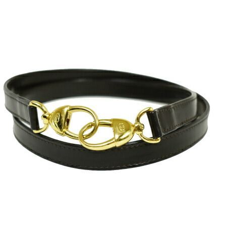 【中古】 クリスチャンディオール Christian Dior バッグ用 ショルダーストラップ ダークブラウン ゴールド レザー 66JE548