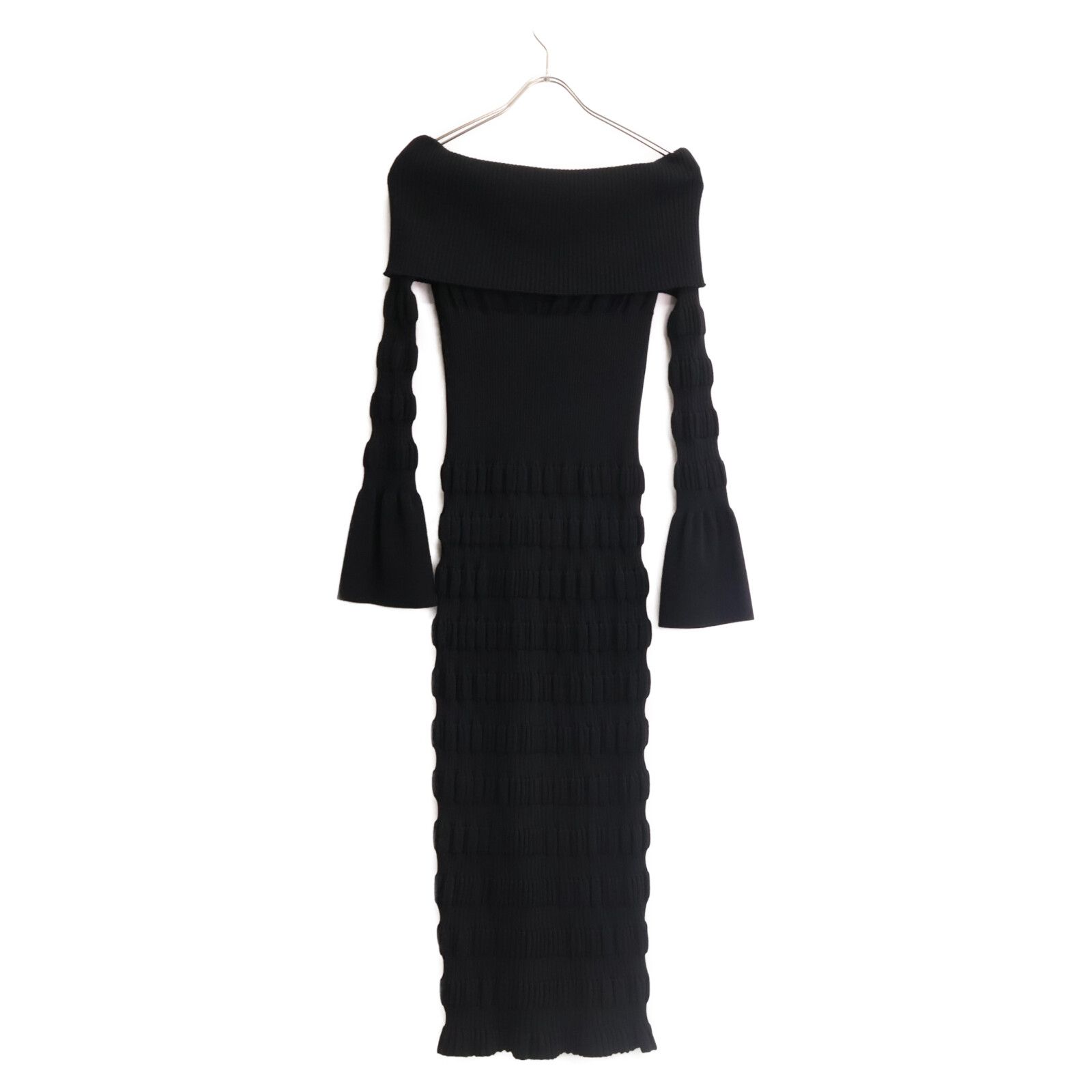  FETICO フェティコ FTC 244 0703 24 AW ブラック STRIPE KNIT OFF DRESS ストライプニットオフショルダードレス 1 その他 その他