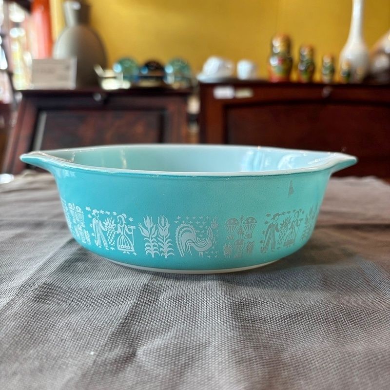 Pyrex オールドパイレックス バタープリント キャセロール φ15.5cm USA