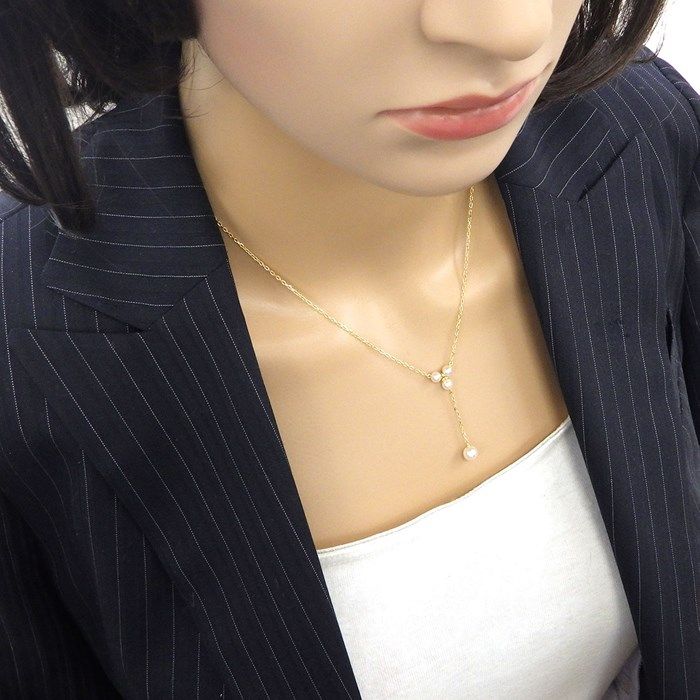 ミキモト MIKIMOTO ネックレス Yシェイプ 4ポイント パール 4.0-5.5mm  