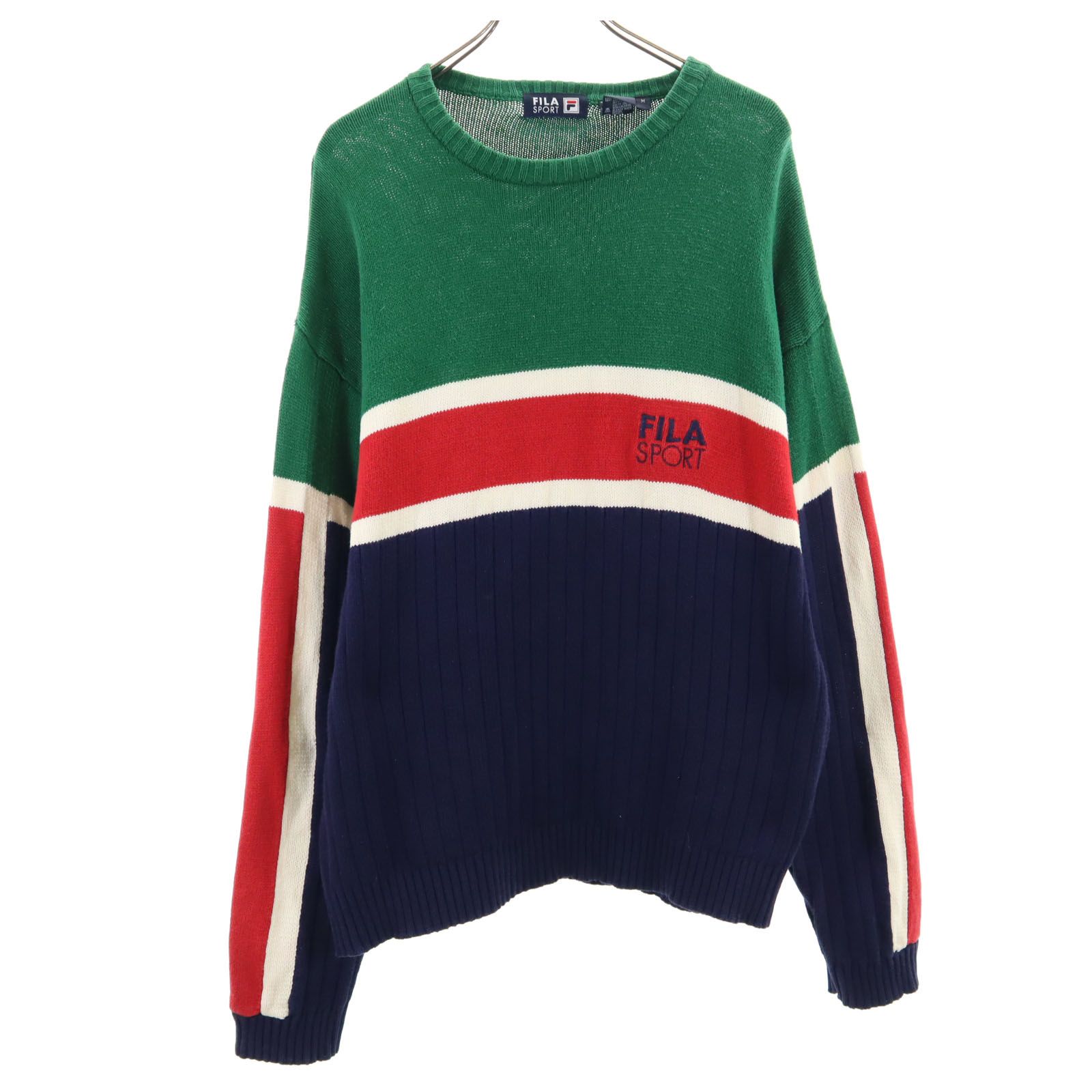 フィラスポーツ 90s オールド 長袖 セーター M グリーン 他 FILA