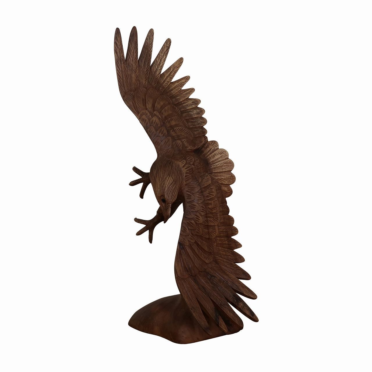 イーグルの木彫り 40cm フライング 鷲の木彫り置物 オブジェ
